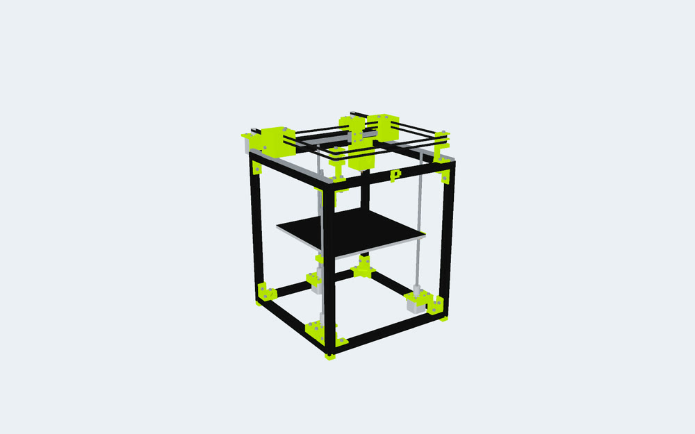 The agent's render: the whole printer, small in the middle of a pale frame